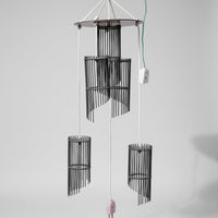 Intricate Geometric Wooden Hanging Light - Black color