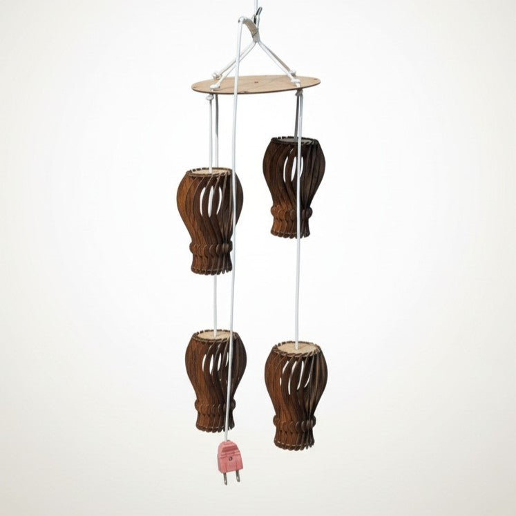 Wooden Ring Accent Hanging Lamp (Dark Wood)