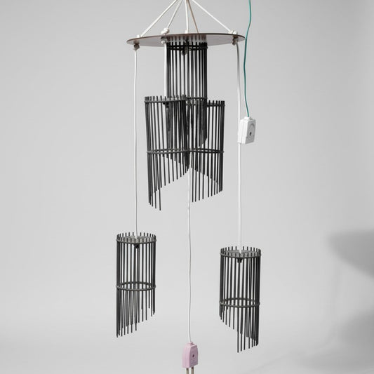 Intricate Geometric Wooden Hanging Light - Black color