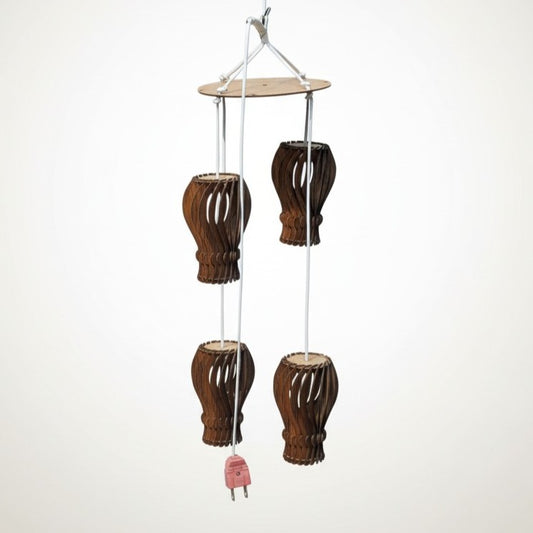 Wooden Ring Accent Hanging Lamp (Dark Wood)