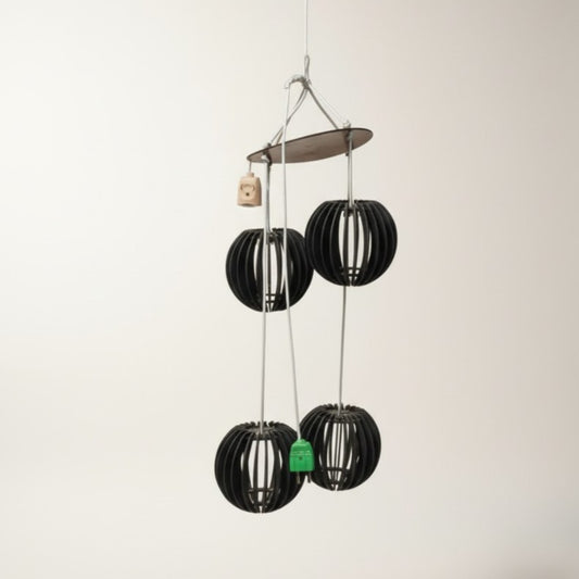 Full Circle Wooden Pendant Lamp (Dark Brown)